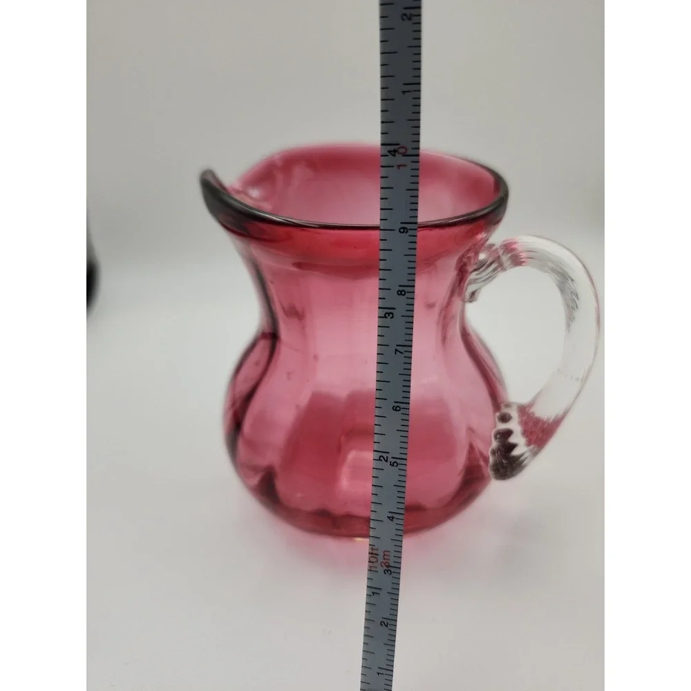 Vintage Pilgrim Cranberry Glass pitcher Charleston model creamer. 3.5